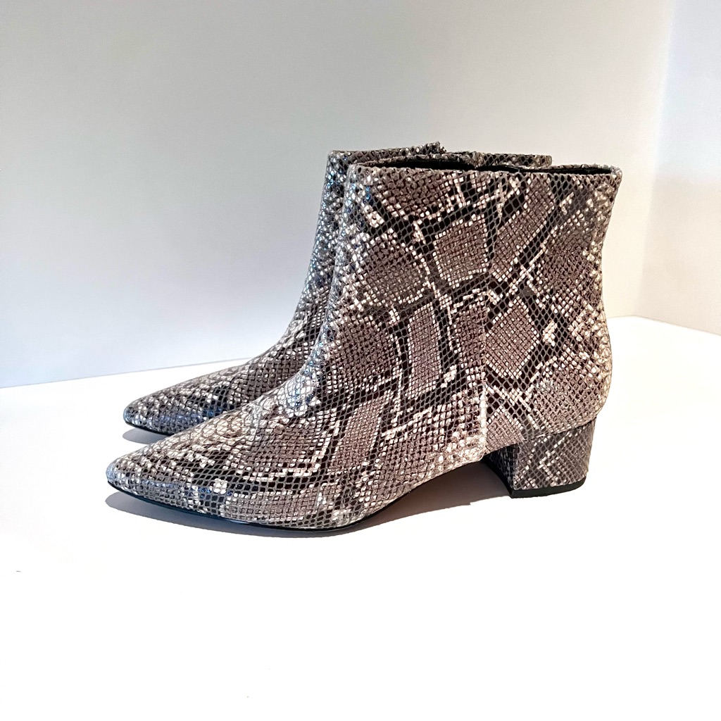 Corso Como Python Leather Pointed Block Heel Booties